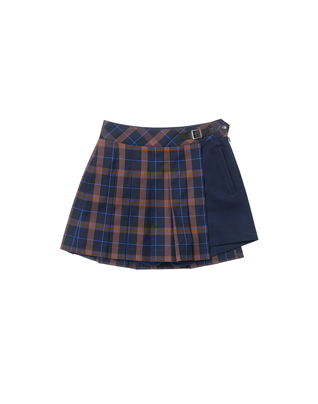 마틴골프 Check Pleats Wrap Culottes Pants_Navy 네이비 착용컷