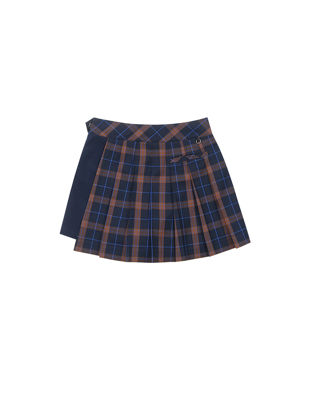 마틴골프 Check Pleats Wrap Culottes Pants_Navy 네이비 착용컷