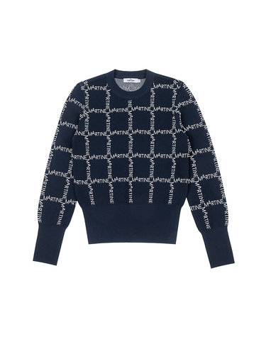 Logo Pattern JQD Round Knit_Navy