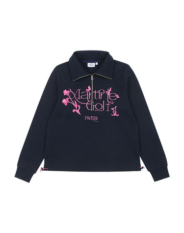 Half Zip-up Sweat Shirts_Navy
