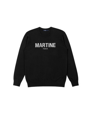 Basic Logo Point Round Knit_Black (Men)