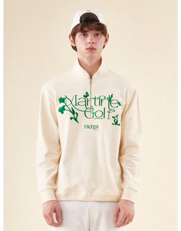 Half Zip-up Sweat Shirts_Ivory (Men)