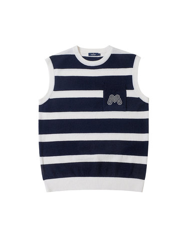 Terry Stripe Knit Vest_Navy (Men)
