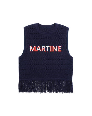Fringe Knit Vest_Navy