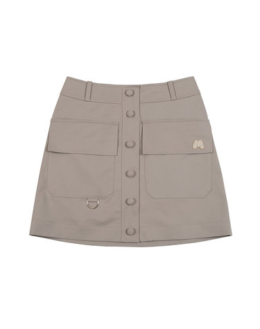 Big Pocket A-Line Skirt_Beige