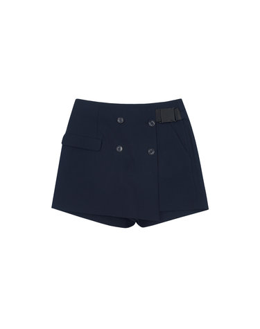 Double Button Wrap Shorts_Navy