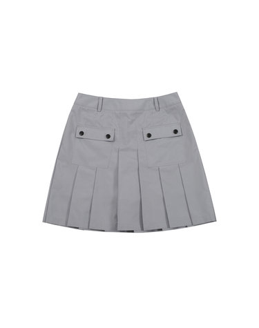 Out Pocket Pleats Skirt_Grey