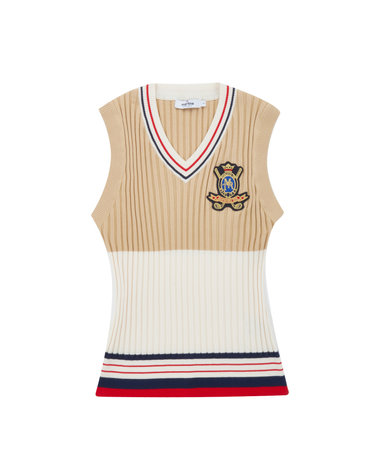 Classic V-neck Knit Vest_Beige