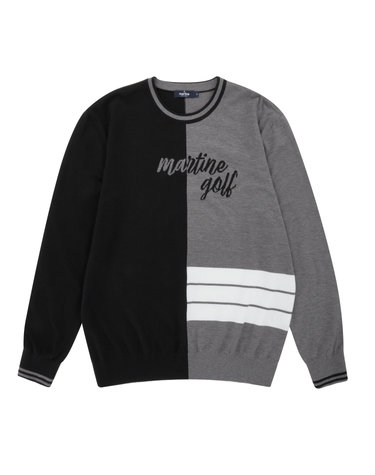 Half&Half Color Block Knit Sweater_Grey (Men)