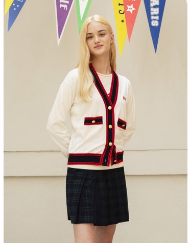 All Over Check Pleats Skirt_Navy