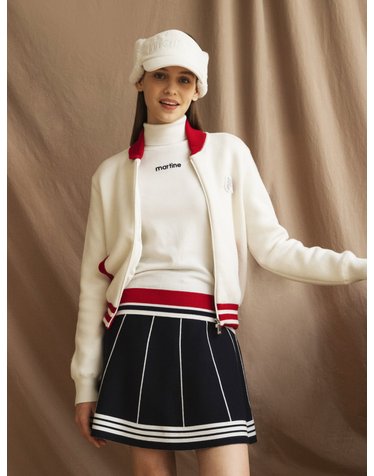 Double Weaving Knit Skirt_Navy