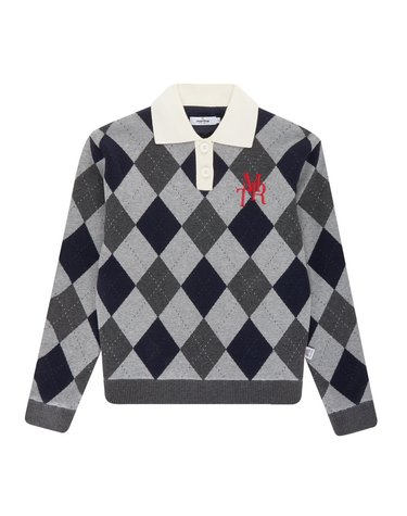 Argyle Collar Sweater_Navy