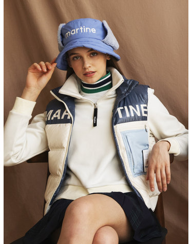 Color Block Down Vest_Ivory