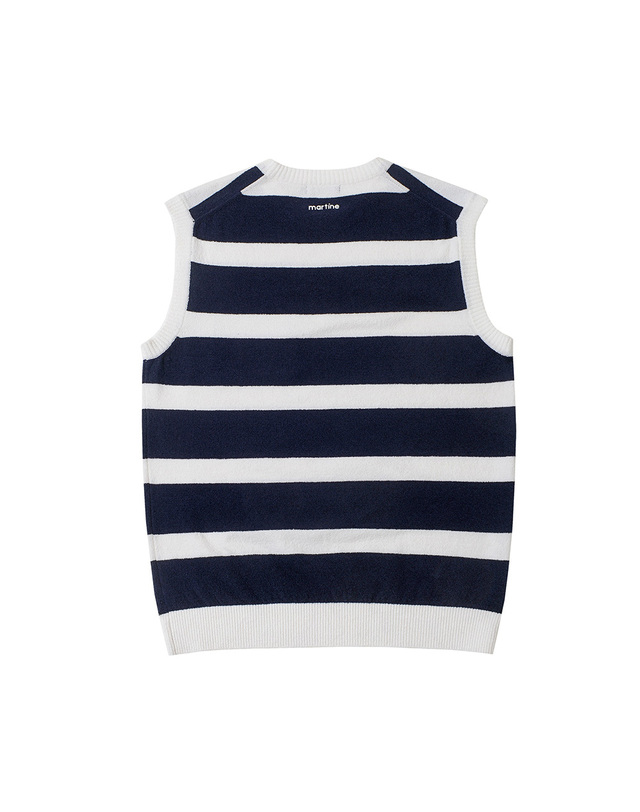 마틴골프 Terry Stripe Knit Vest_Navy (Men) 네이비 착용컷