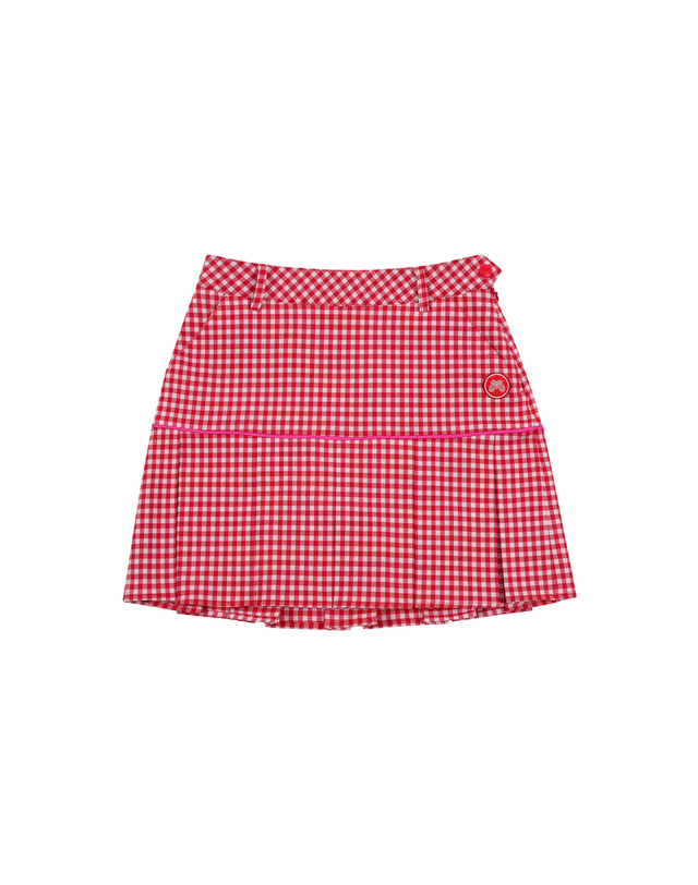 마틴골프 Gingham Check Pleats Skirt_Red 레드 착용컷