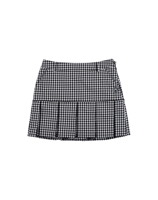 마틴골프 Gingham Check Pleats Skirt_Black 블랙 착용컷