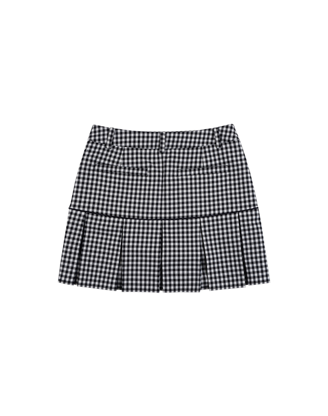 마틴골프 Gingham Check Pleats Skirt_Black 블랙 착용컷