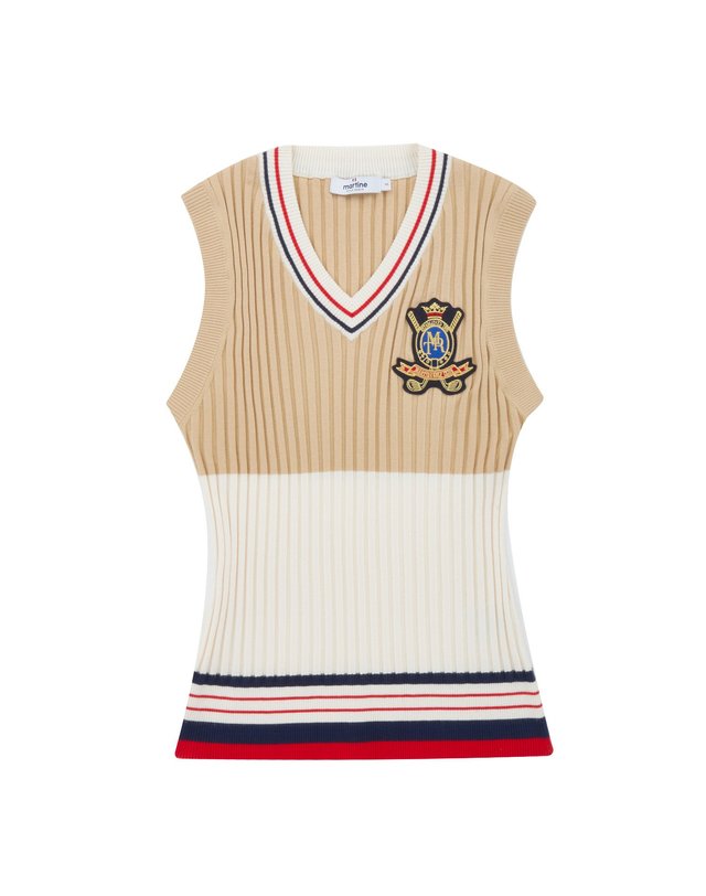마틴골프 Classic V-neck Knit Vest_Beige 베이지 착용컷