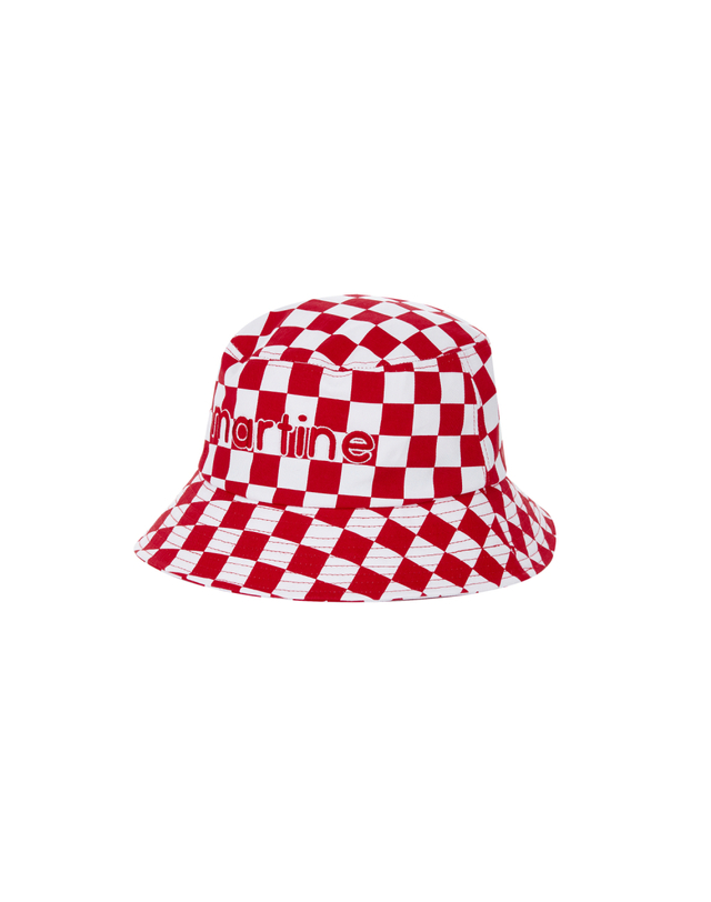 마틴골프 Checkerboard Bucket Hat_Red 레드 착용컷