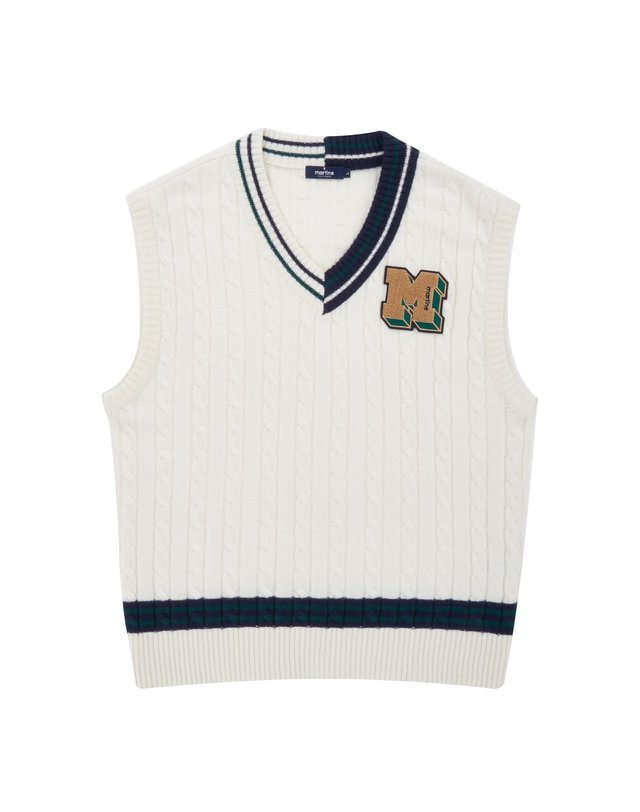 마틴골프 Cable V-Neck Knit Vest_Ivory (Men) 아이보리 착용컷