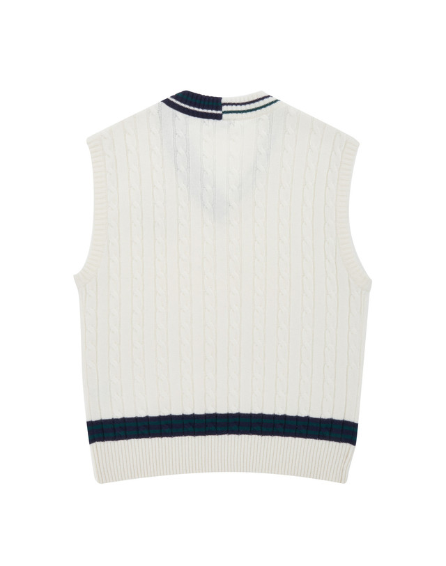 마틴골프 Cable V-Neck Knit Vest_Ivory (Men) 아이보리 착용컷