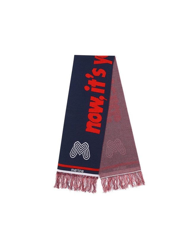 마틴골프 Jacquard Fringe Muffler_Navy 네이비 착용컷