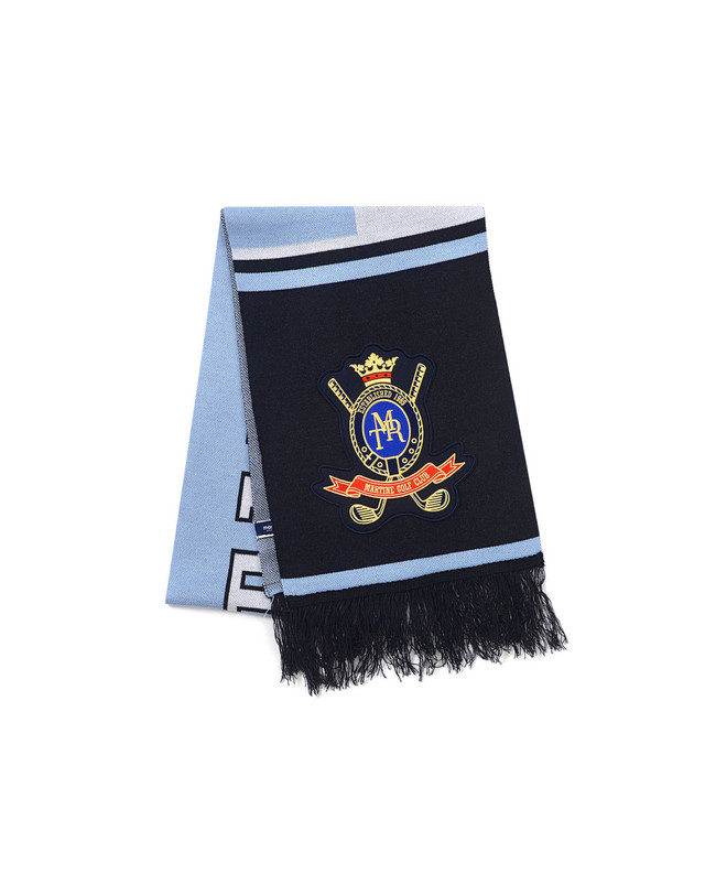 마틴골프 Classic Emblem Jacquard Muffler_Light Blue 블루 착용컷