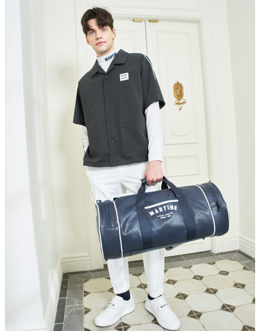 Pleather boston bag_Navy (Men)
