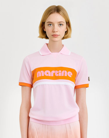 One Point Block Polo Shirts_Pink