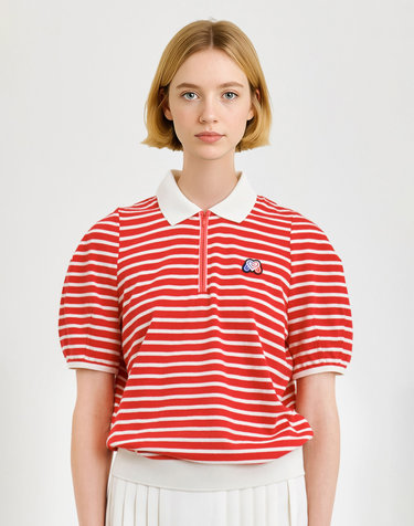 Stripe Zip-up Shirts_Red