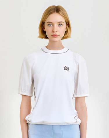 Stretch Puff Sleeve Shirts_White