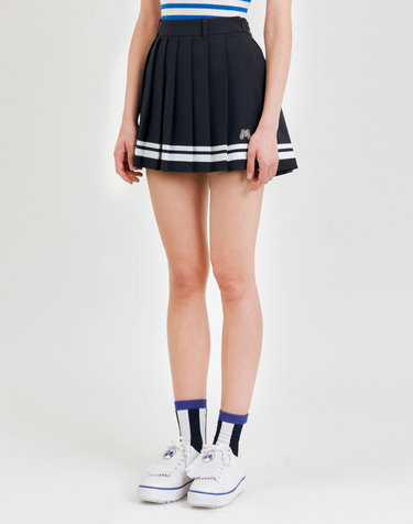 Line Point Pleats Culottes_Navy
