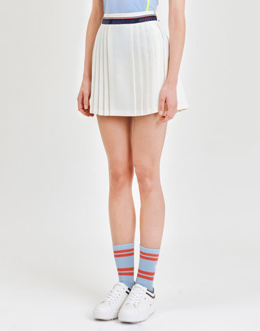 Taped Logo Point Pleats Culotte_White