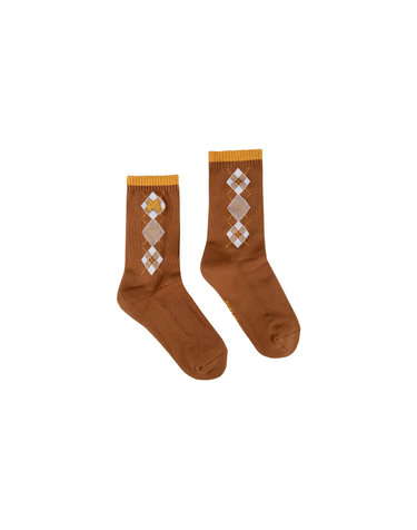 Argyle Color Middle Socks_Camel