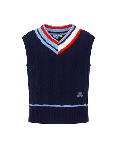 Coloring V Neck Knit Vest_Navy
