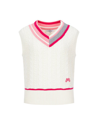 Coloring V Neck Knit Vest_O/White