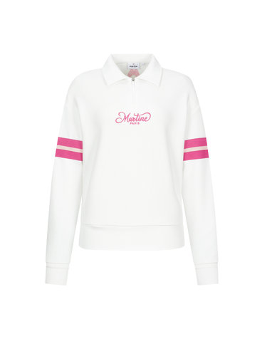 Half Zip-up Collar Shirts_O/White