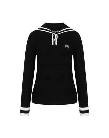 Sailor Collar Knit Sweater_Black