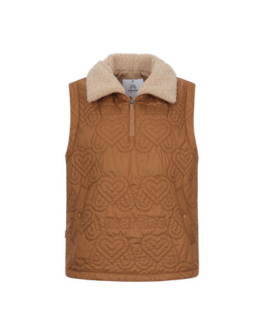 Heart Quilting Padding Vest_Camel