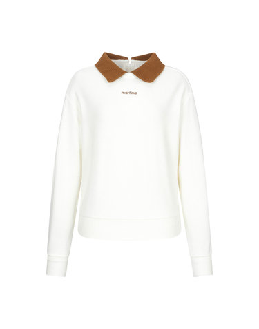 Knit Collar Back Zip-up Shirts_O/White
