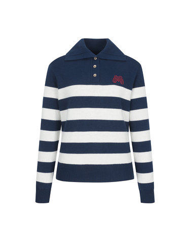 Sailor Collar Stripe Sweater_Navy