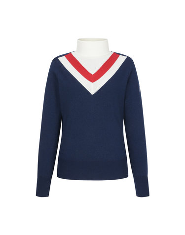 V Color Line Turtle Sweater_Navy