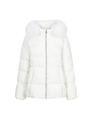 Hood Fur Down Jumper_White