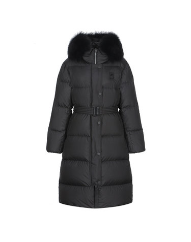 Hood Fur Long Down Jumper_Black