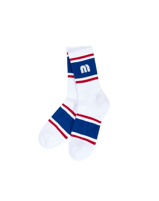 마틴골프 Stripe Middle Socks_White (Men) 흰색 착용컷