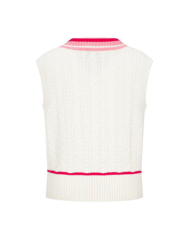 마틴골프 Coloring V Neck Knit Vest_O/White 흰색 착용컷