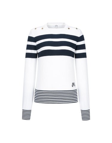 Stripe Boat Neck Knit_O/White