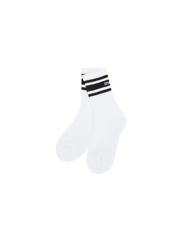 Stripe Logo Middle Socks_White