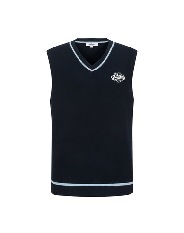 Pique V Neck Vest_Navy (Men)