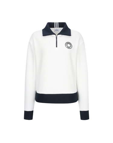 Knit Collar Half Zip-up Shirts_O/White
